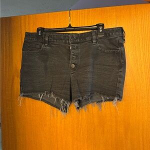 a.n.a Black Jean Shorts with Distressed Hem